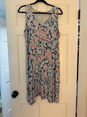J. Jill Sleeveless Paisley Midi Dress in Navy Multi